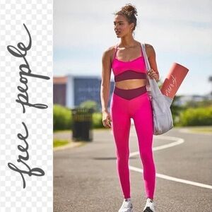 NWOT. Free People High Rise Ankle Lucky Stars Leggings. Passion Fruit XS